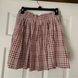 Burgundy plaid circle skirt